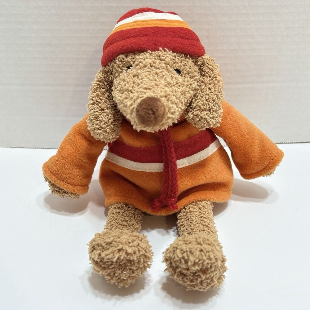 Bath Body Works Dog Plush Barker Orange Red Hat Hoodie Brown Puppy Toy